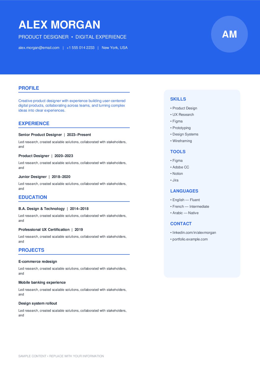 Modern Blue Executive CV