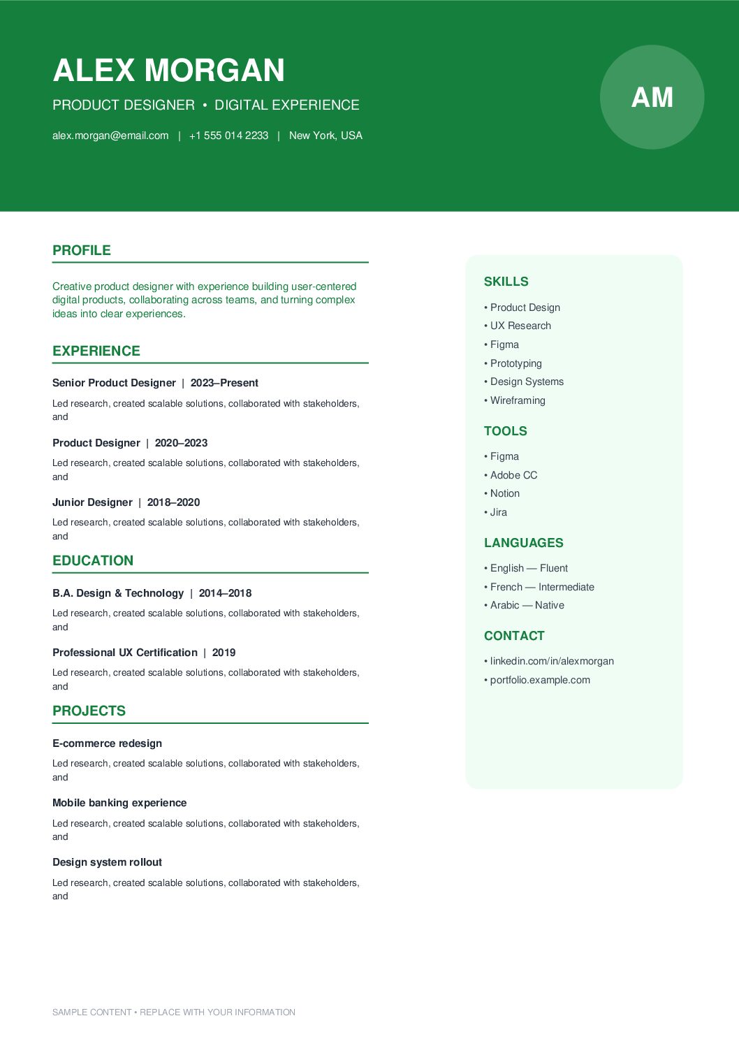 Green Modern Resume