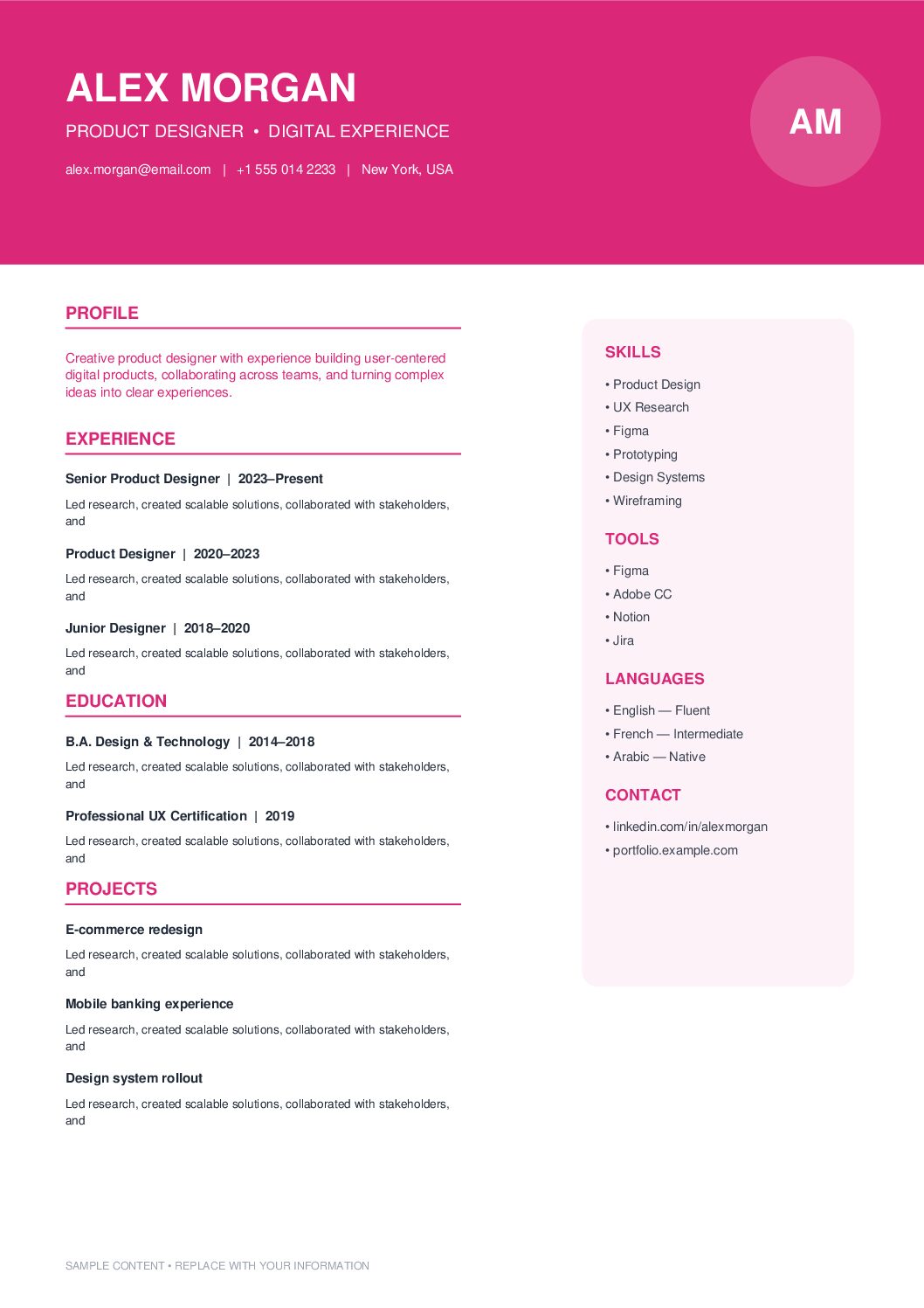 Marketing Professional CV